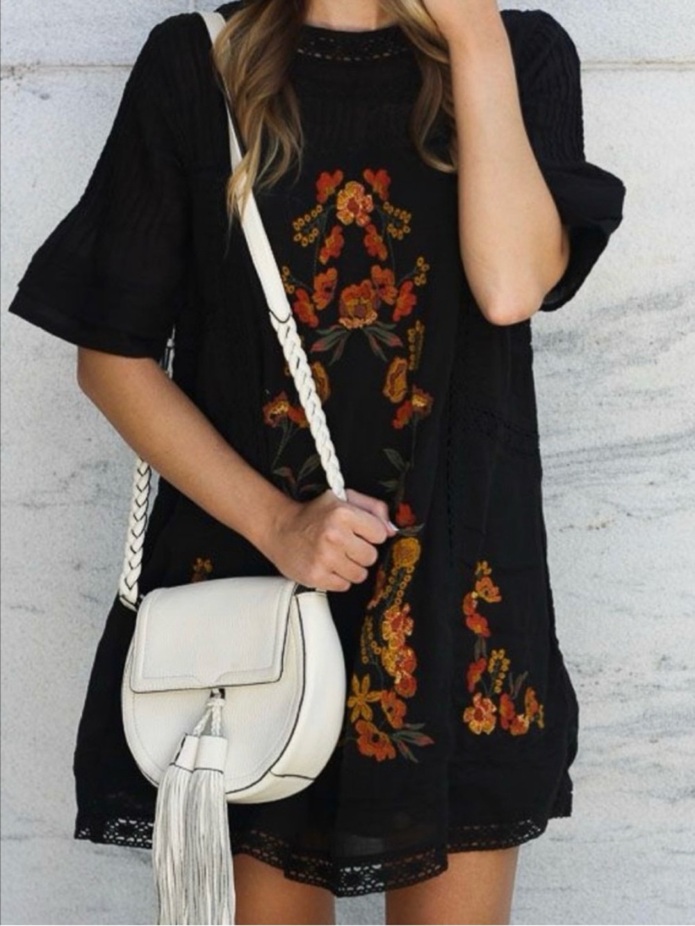 Free People Perfectly Victorian
Embroidered Mini Dress in Black & Orange, Small - Picture 3 of 13
